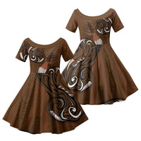 New Zealand Taiaha Family Matching Mermaid Dress and Hawaiian Shirt Maori Weapon Silver Fern Maori Pattern