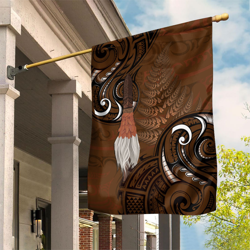 New Zealand Taiaha Garden Flag Maori Weapon Silver Fern Maori Pattern
