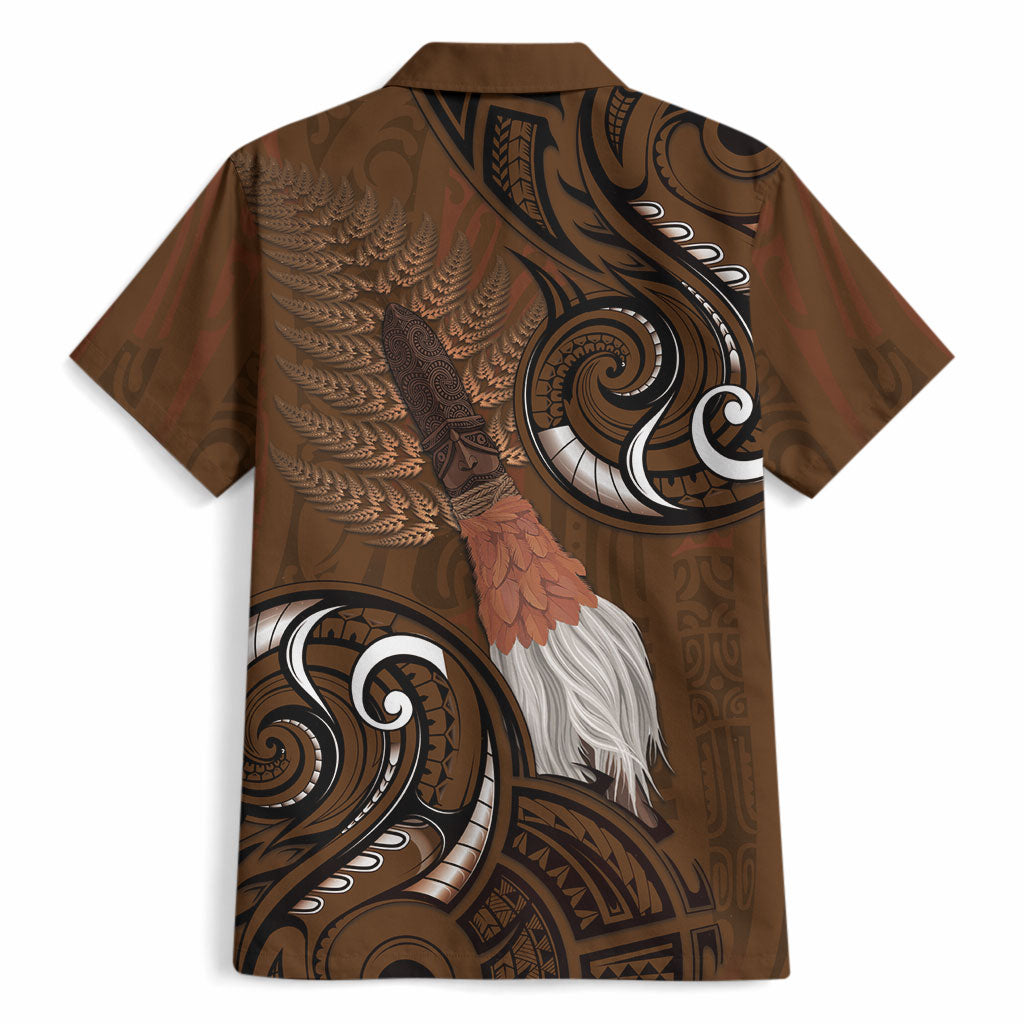 New Zealand Taiaha Hawaiian Shirt Maori Weapon Silver Fern Maori Pattern