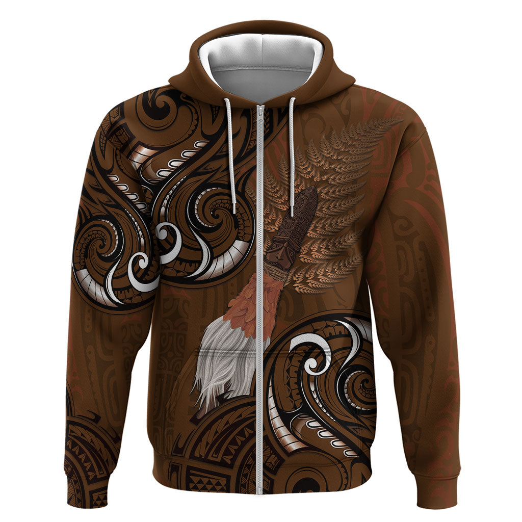 New Zealand Taiaha Hoodie Maori Weapon Silver Fern Maori Pattern