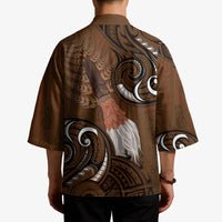New Zealand Taiaha Kimono Maori Weapon Silver Fern Maori Pattern