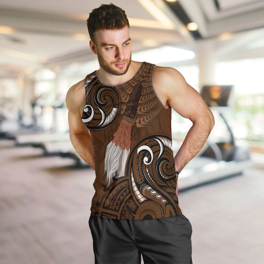 New Zealand Taiaha Men Tank Top Maori Weapon Silver Fern Maori Pattern