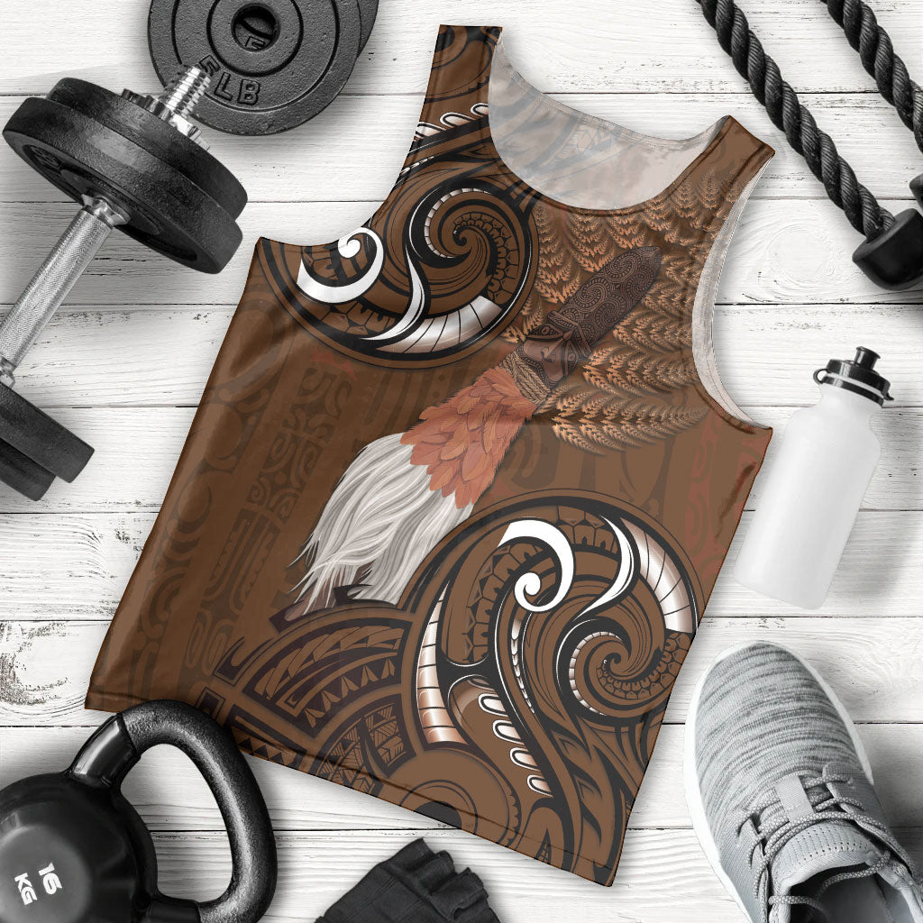 New Zealand Taiaha Men Tank Top Maori Weapon Silver Fern Maori Pattern