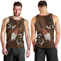 New Zealand Taiaha Men Tank Top Maori Weapon Silver Fern Maori Pattern