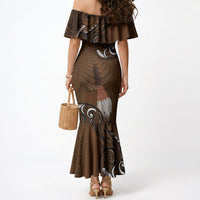 New Zealand Taiaha Mermaid Dress Maori Weapon Silver Fern Maori Pattern