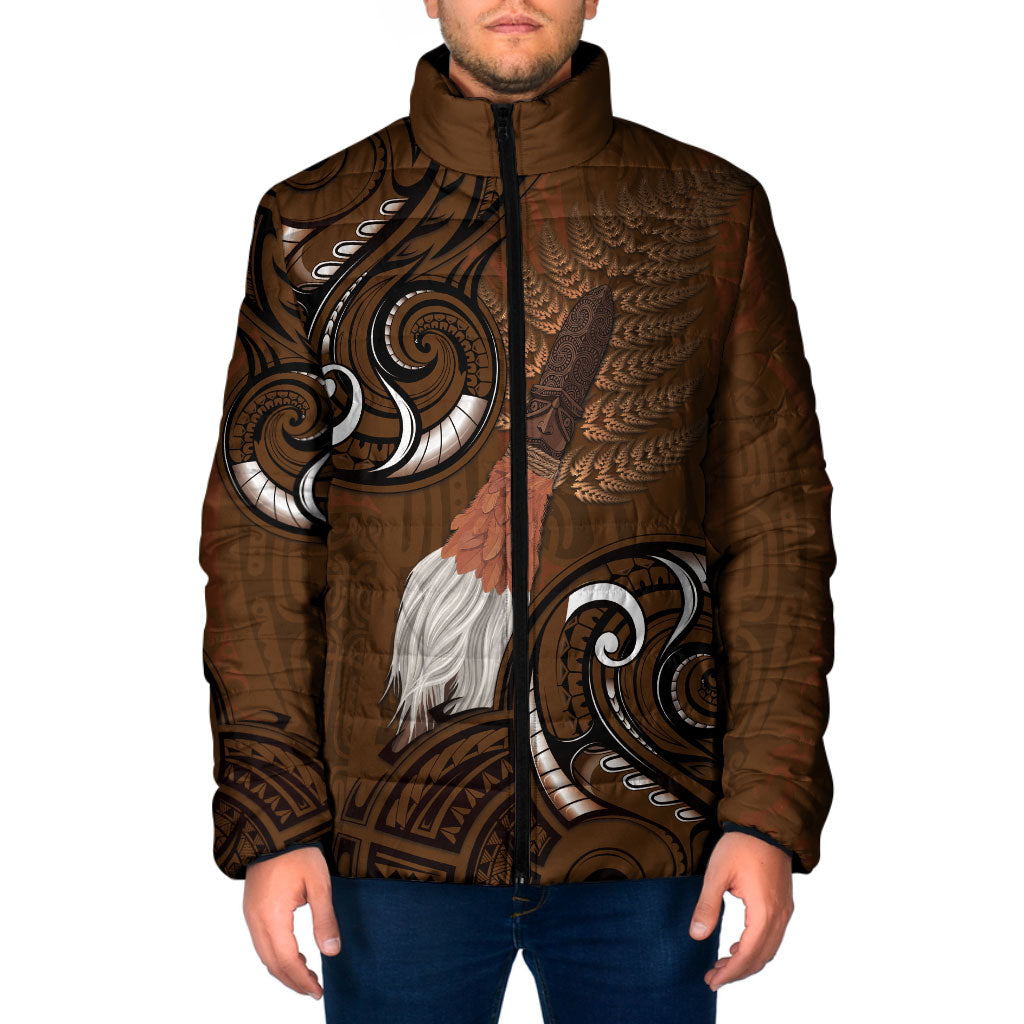 New Zealand Taiaha Padded Jacket Maori Weapon Silver Fern Maori Pattern