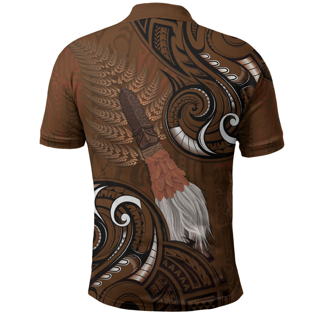 New Zealand Taiaha Polo Shirt Maori Weapon Silver Fern Maori Pattern