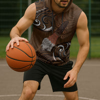 New Zealand Taiaha Sleeveless Hoodie Maori Weapon Silver Fern Maori Pattern