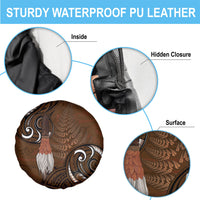 New Zealand Taiaha Spare Tire Cover Maori Weapon Silver Fern Maori Pattern