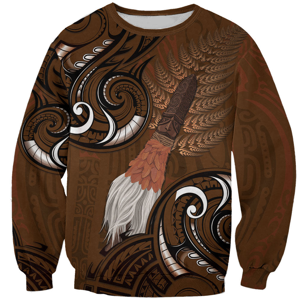 New Zealand Taiaha Sweatshirt Maori Weapon Silver Fern Maori Pattern