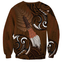 New Zealand Taiaha Sweatshirt Maori Weapon Silver Fern Maori Pattern