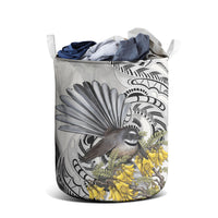 New Zealand Fantail Bird Laundry Basket Maori Piwakawaka Kowhai Maori Pattern