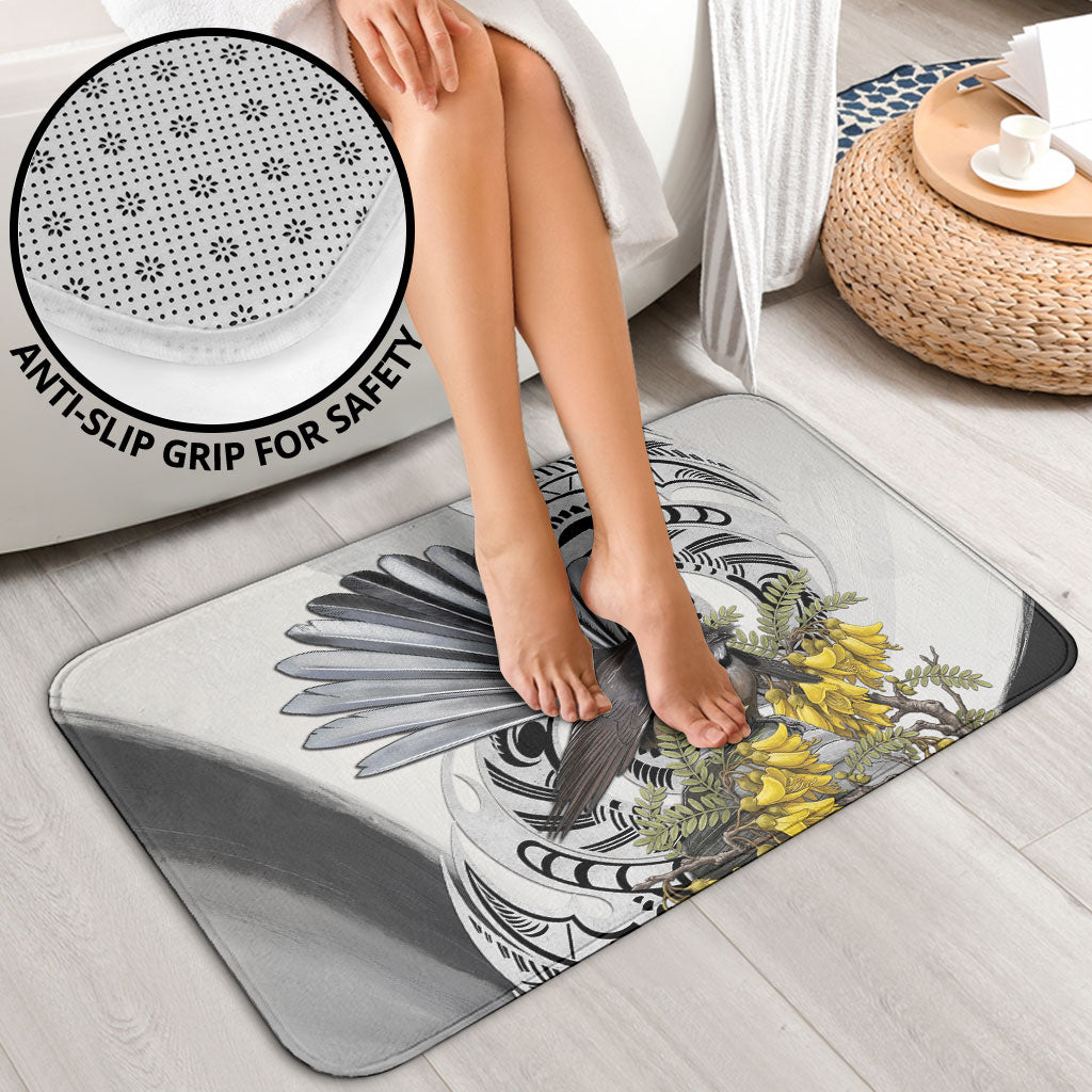 New Zealand Fantail Bird Bathroom Set Maori Piwakawaka Kowhai Maori Pattern
