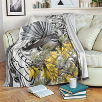 New Zealand Fantail Bird Blanket Maori Piwakawaka Kowhai Maori Pattern