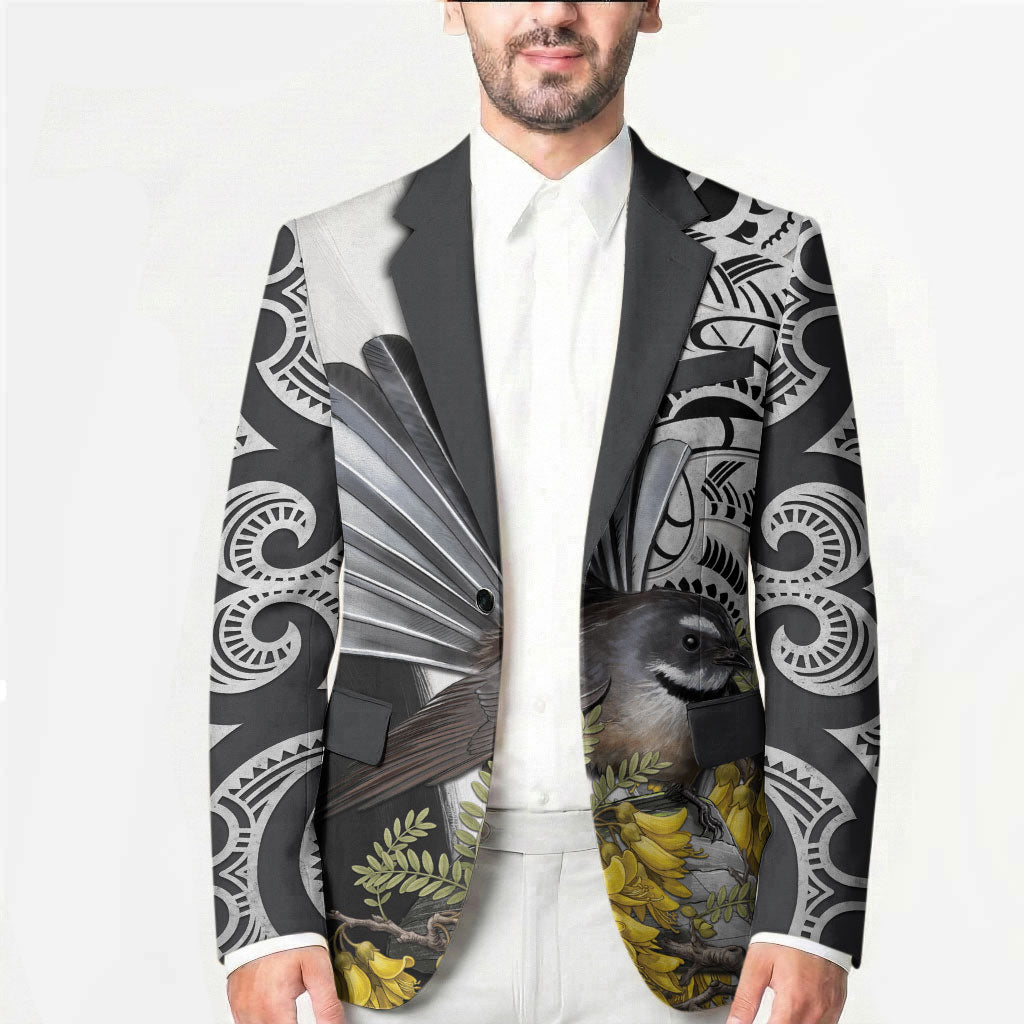 New Zealand Fantail Bird Blazer Maori Piwakawaka Kowhai Maori Pattern