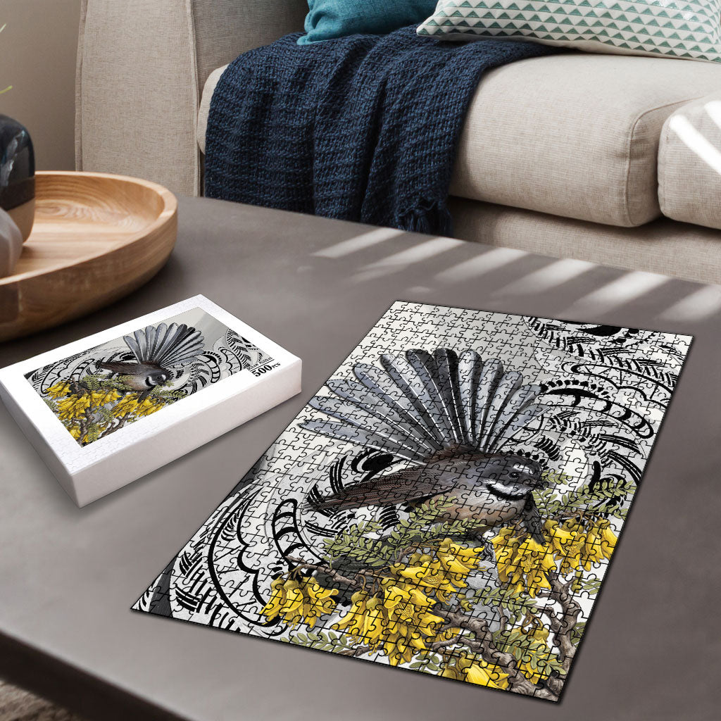 New Zealand Fantail Bird Puzzle Maori Piwakawaka Kowhai Maori Pattern