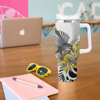 New Zealand Fantail Bird Tumbler With Handle Maori Piwakawaka Kowhai Maori Pattern