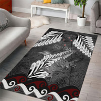 New Zealand Weka Personalised Area Rug Aotearoa Hen Silver Fern Maori Pattern