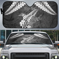 New Zealand Weka Personalised Auto Sun Shade Aotearoa Hen Silver Fern Maori Pattern