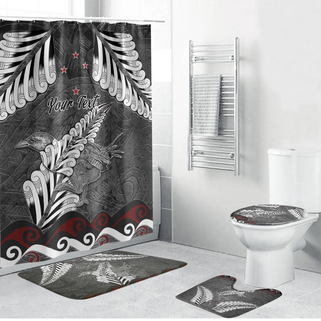 New Zealand Weka Personalised Bathroom Set Aotearoa Hen Silver Fern Maori Pattern