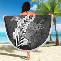 New Zealand Weka Personalised Beach Blanket Aotearoa Hen Silver Fern Maori Pattern