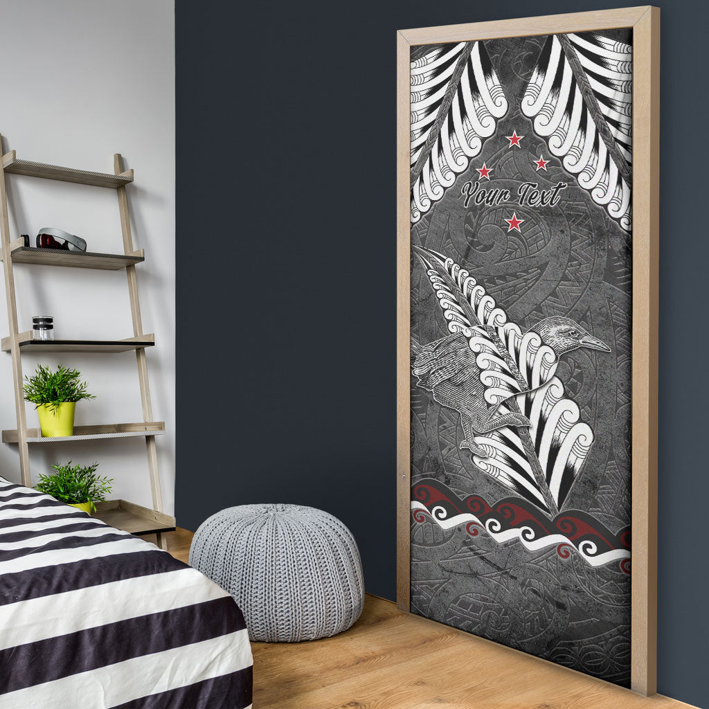 New Zealand Weka Personalised Door Cover Aotearoa Hen Silver Fern Maori Pattern