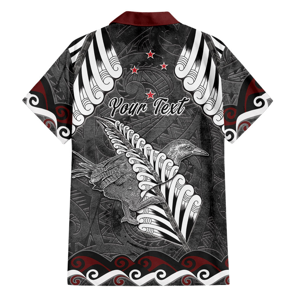 New Zealand Weka Personalised Family Matching Off Shoulder Maxi Dress and Hawaiian Shirt Aotearoa Hen Silver Fern Maori Pattern LT22 - Polynesian Pride