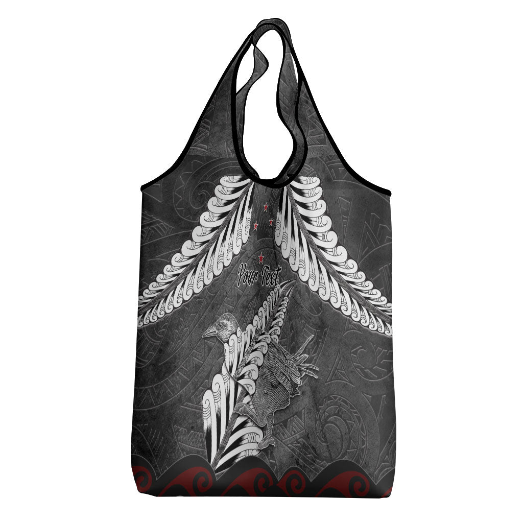 New Zealand Weka Personalised Grocery Bag Aotearoa Hen Silver Fern Maori Pattern