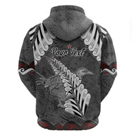 New Zealand Weka Personalised Hoodie Aotearoa Hen Silver Fern Maori Pattern
