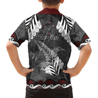 New Zealand Weka Personalised Kid Hawaiian Shirt Aotearoa Hen Silver Fern Maori Pattern