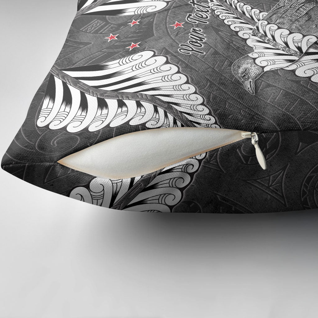 New Zealand Weka Personalised Pillow Cover Aotearoa Hen Silver Fern Maori Pattern