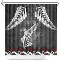New Zealand Weka Personalised Shower Curtain Aotearoa Hen Silver Fern Maori Pattern