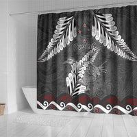 New Zealand Weka Personalised Shower Curtain Aotearoa Hen Silver Fern Maori Pattern