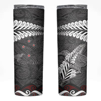 New Zealand Weka Personalised Skinny Tumbler Aotearoa Hen Silver Fern Maori Pattern