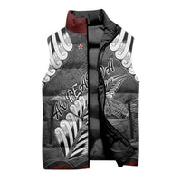 New Zealand Weka Personalised Sleeveless Puffer Jacket Aotearoa Hen Silver Fern Maori Pattern