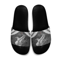 New Zealand Weka Personalised Slide Sandals Aotearoa Hen Silver Fern Maori Pattern