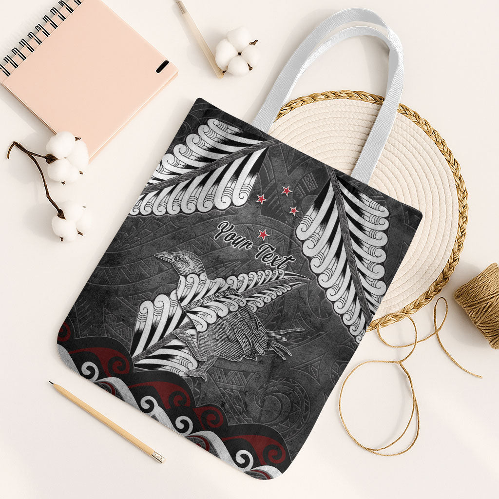 New Zealand Weka Personalised Tote Bag Aotearoa Hen Silver Fern Maori Pattern
