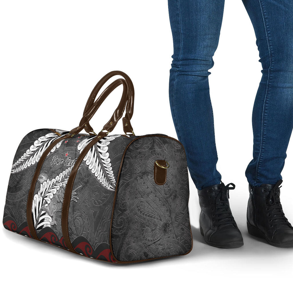 New Zealand Weka Personalised Travel Bag Aotearoa Hen Silver Fern Maori Pattern