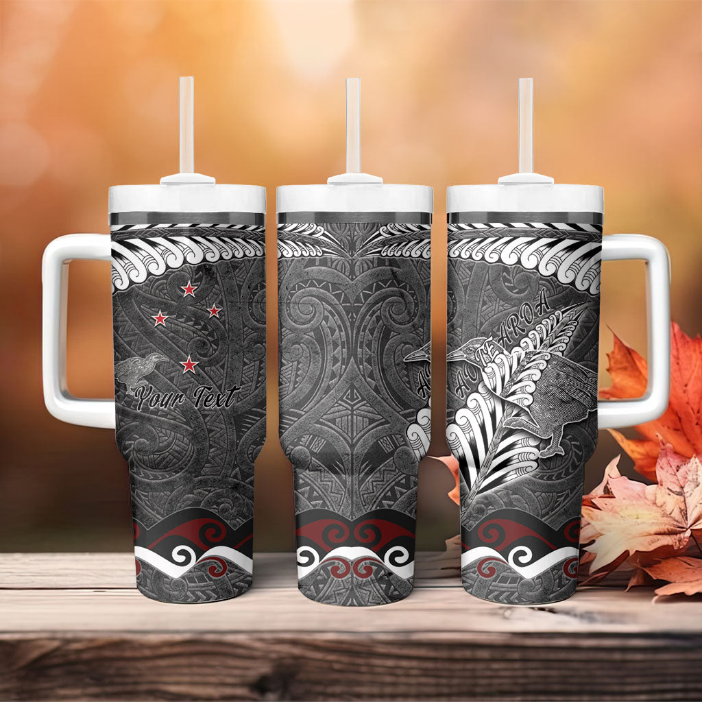 New Zealand Weka Personalised Tumbler With Handle Aotearoa Hen Silver Fern Maori Pattern