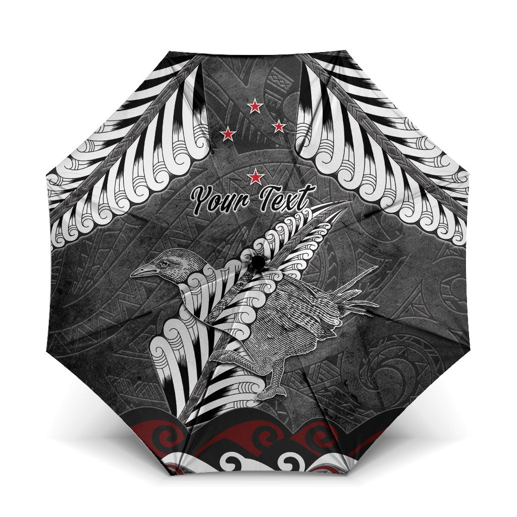 New Zealand Weka Personalised Umbrella Aotearoa Hen Silver Fern Maori Pattern