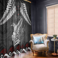 New Zealand Weka Personalised Window Curtain Aotearoa Hen Silver Fern Maori Pattern