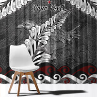 New Zealand Weka Personalised Window Curtain Aotearoa Hen Silver Fern Maori Pattern