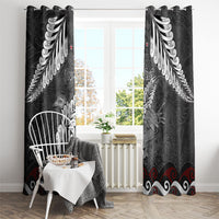 New Zealand Weka Personalised Window Curtain Aotearoa Hen Silver Fern Maori Pattern