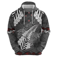 New Zealand Weka Personalised Zip Hoodie Aotearoa Hen Silver Fern Maori Pattern