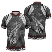 New Zealand Weka Personalised Zipper Polo Shirt Aotearoa Hen Silver Fern Maori Pattern