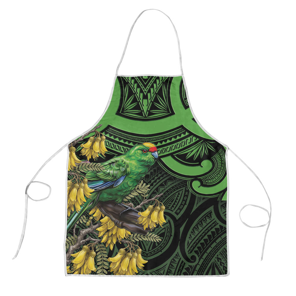New Zealand Parakeet Bird Apron Maori Kakariki Kowhai Maori Pattern LT22 Green - Polynesian Pride
