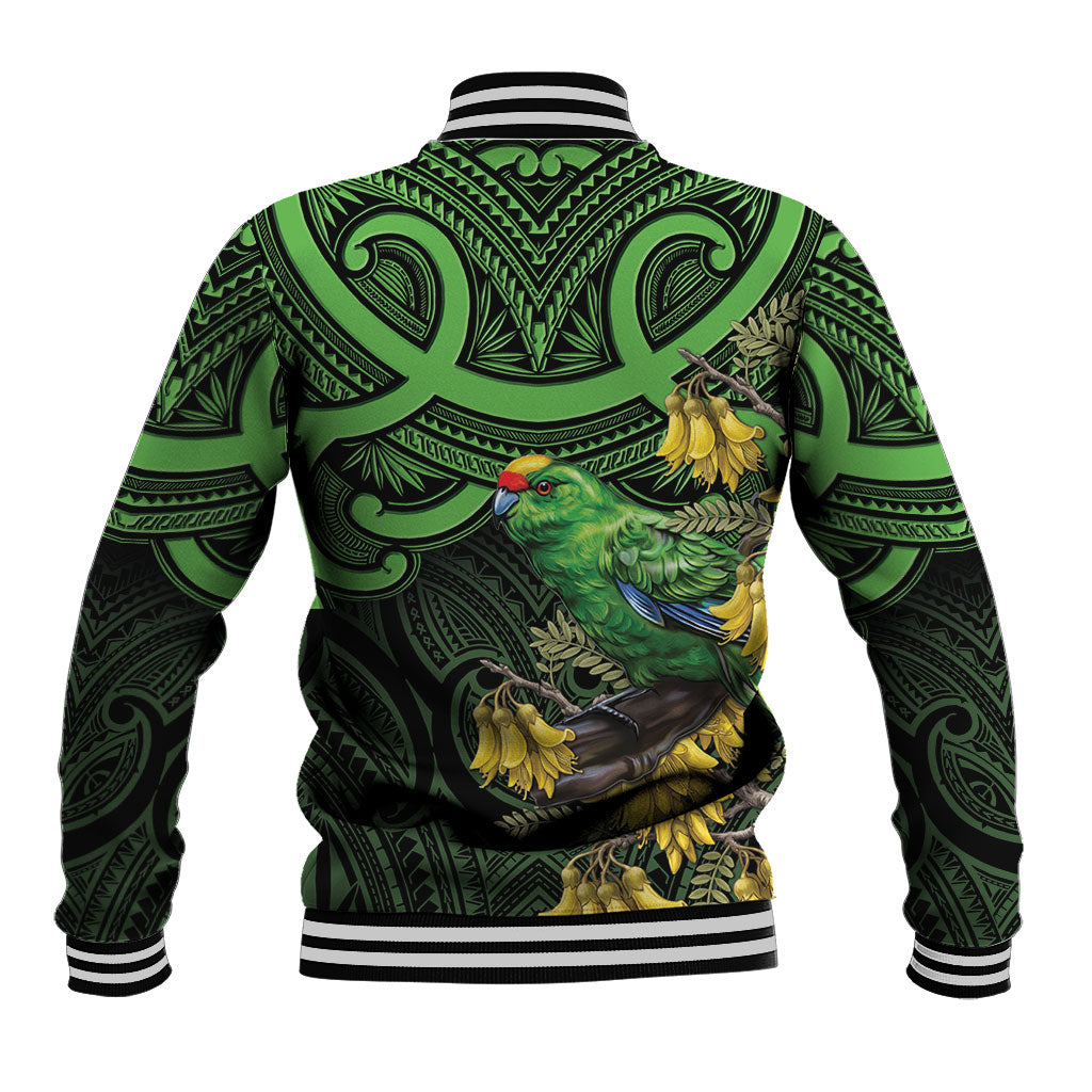 New Zealand Parakeet Bird Baseball Jacket Maori Kakariki Kowhai Maori Pattern
