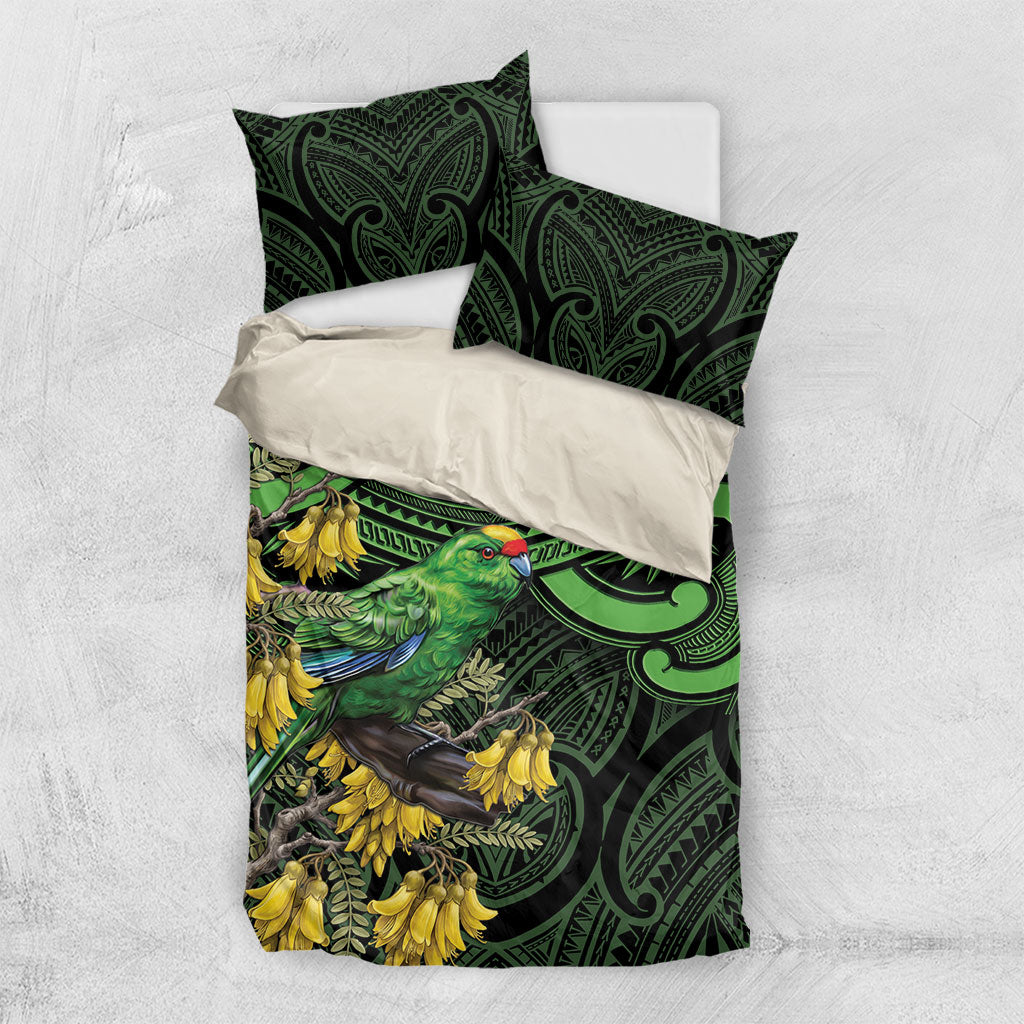 New Zealand Parakeet Bird Bedding Set Maori Kakariki Kowhai Maori Pattern