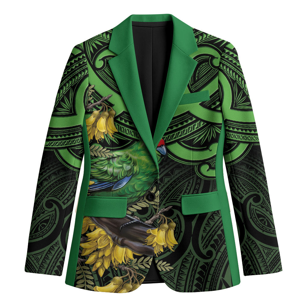 New Zealand Parakeet Bird Blazer Maori Kakariki Kowhai Maori Pattern