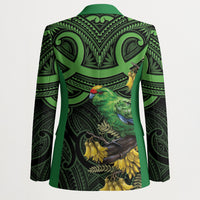 New Zealand Parakeet Bird Blazer Maori Kakariki Kowhai Maori Pattern